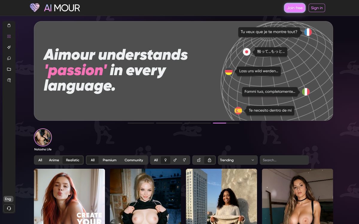 Aimour AI home page on desktop, Oct 8, 2026