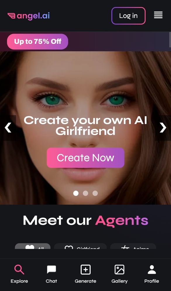 Angel AI home page on a phone, Oct 8, 2026