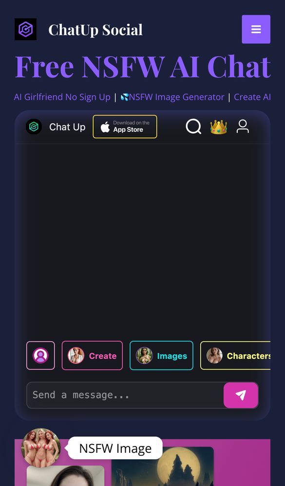 ChatUp Social home page on a phone, Oct 8, 2026