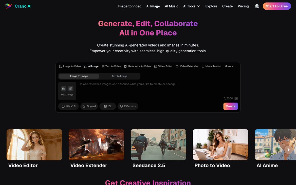 Crano AI home page on desktop, Oct 8, 2026