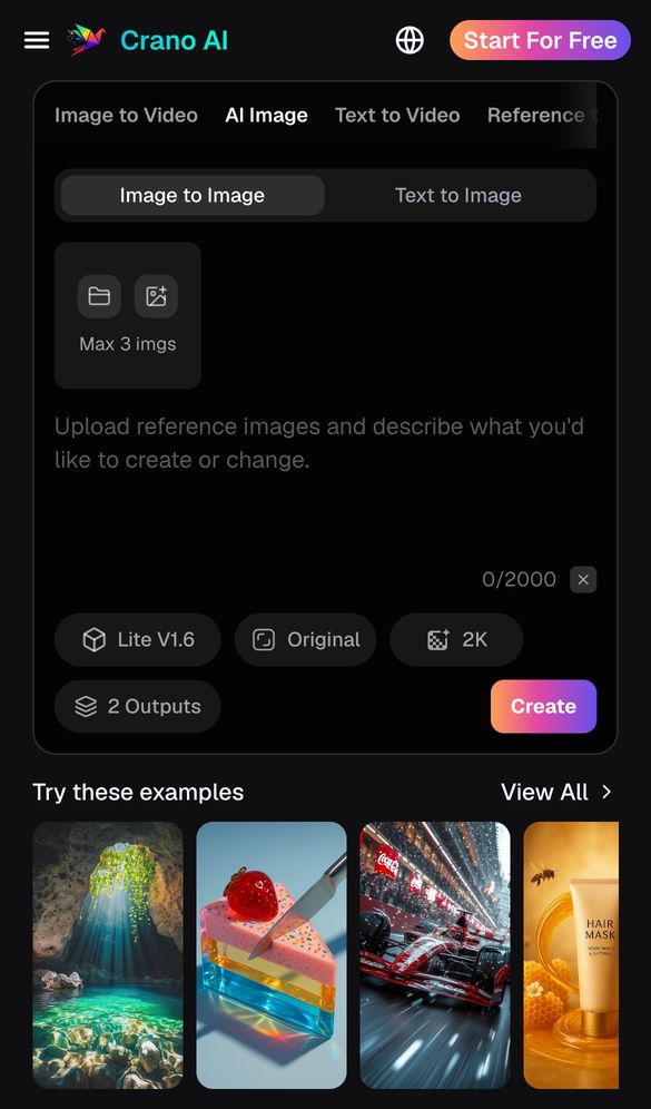 Crano AI home page on a phone, Oct 8, 2026