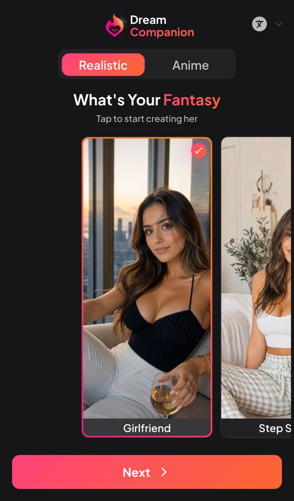 Dream Companion NSFW AI home page on a phone, Oct 8, 2026