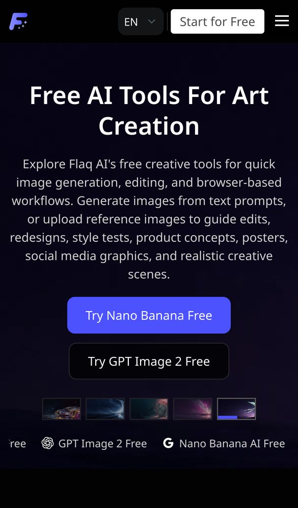 Flaq AI home page on a phone, Oct 8, 2026