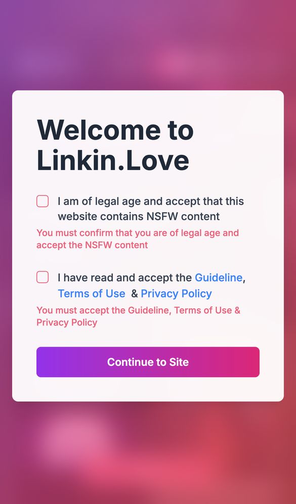 LinkinLove home page on a phone, Oct 8, 2026