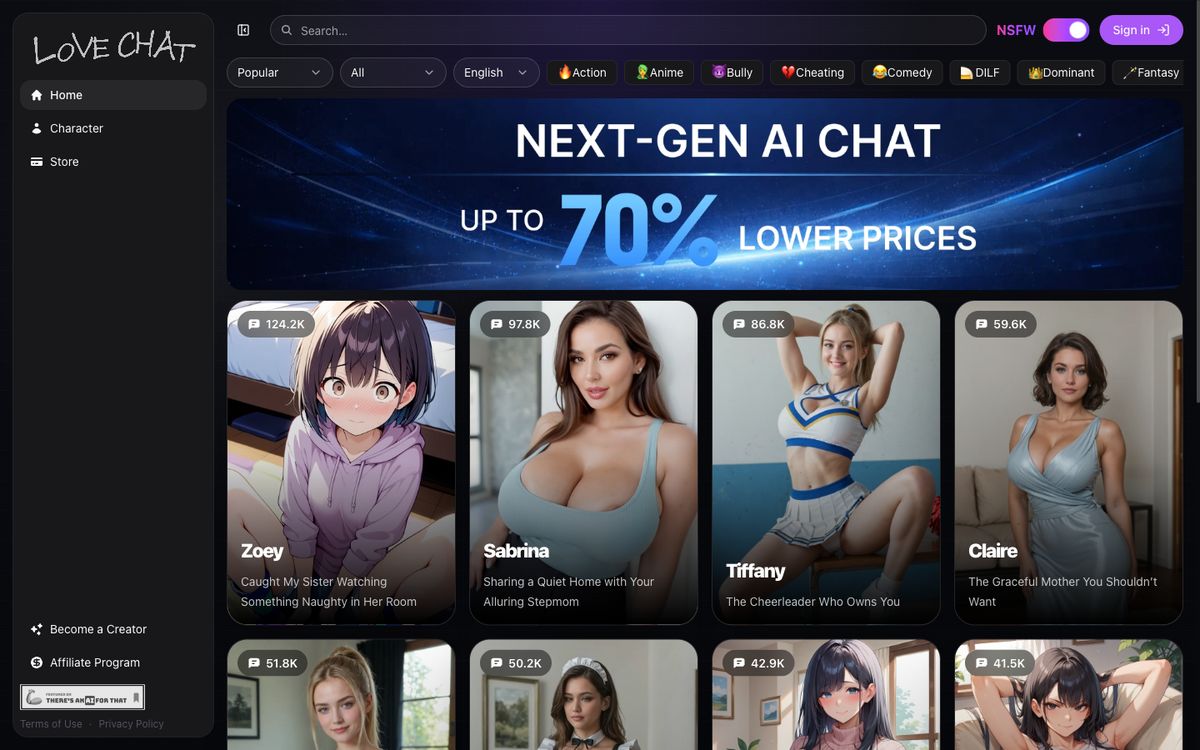 LoveChat home page on desktop, Oct 8, 2026