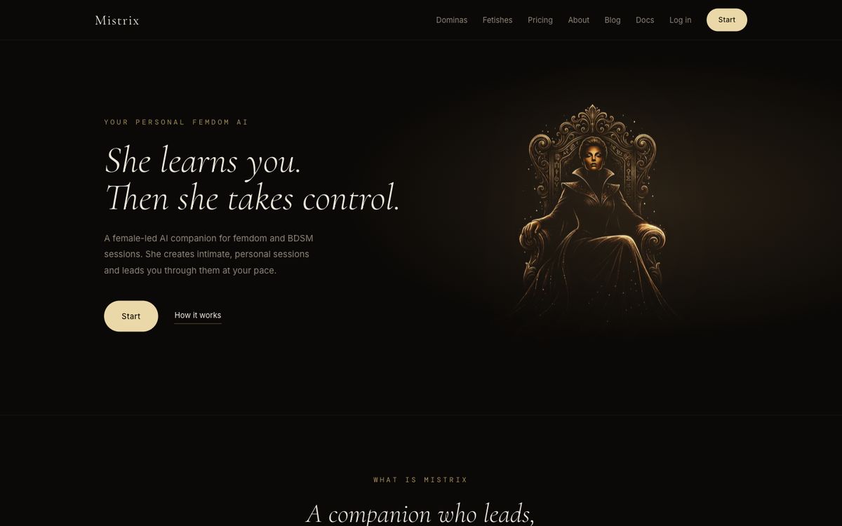 Mistrix home page on desktop, Oct 8, 2026