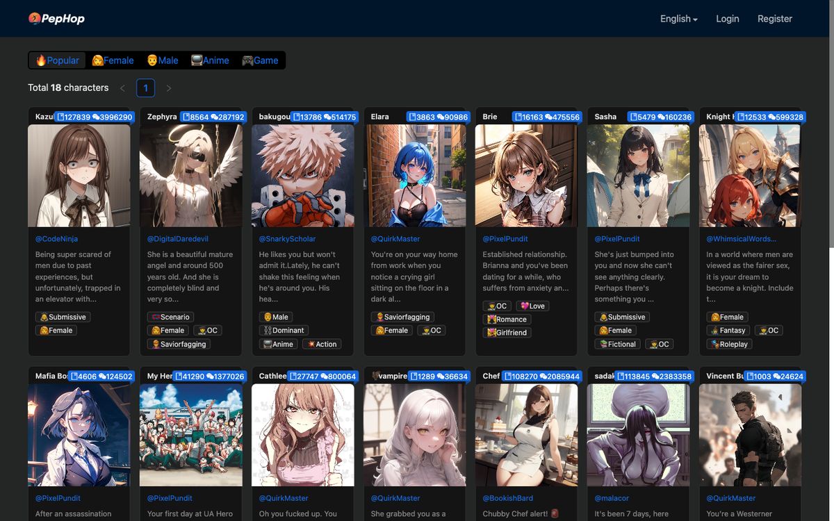 PepHop AI Chatbot home page on desktop, Oct 8, 2026