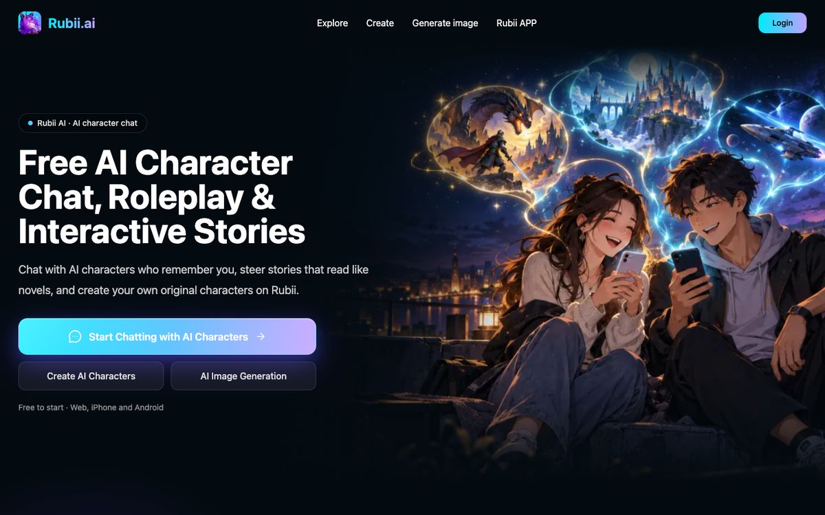 Rubii home page on desktop, Oct 8, 2026
