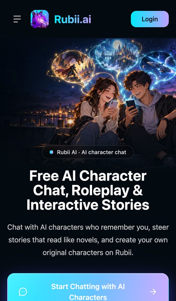 Rubii home page on a phone, Oct 8, 2026