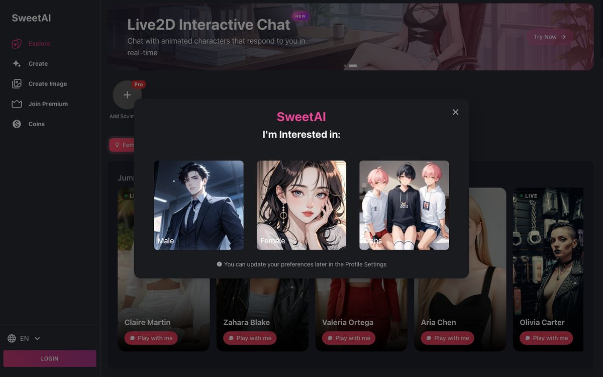 SweetAI home page on desktop, Oct 8, 2026