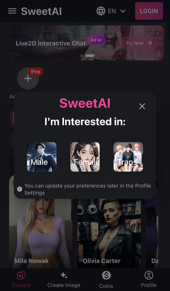SweetAI home page on a phone, Oct 8, 2026