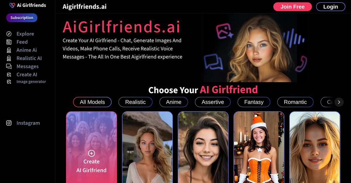 AIGirlfriends.ai app screenshot