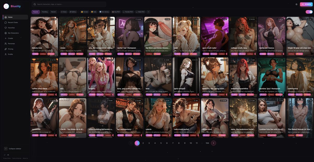 Blushly Chat app screenshot